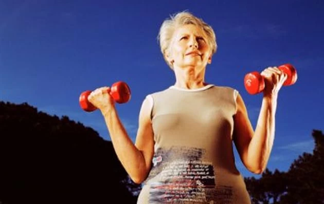 old woman exercising